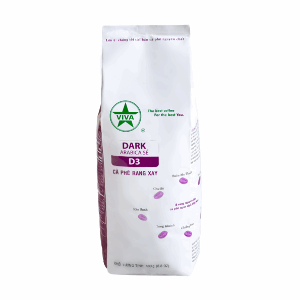 Dark 3 - Cà phê rang xay Viva - Hạt Arabica Sẻ - Rang Đậm